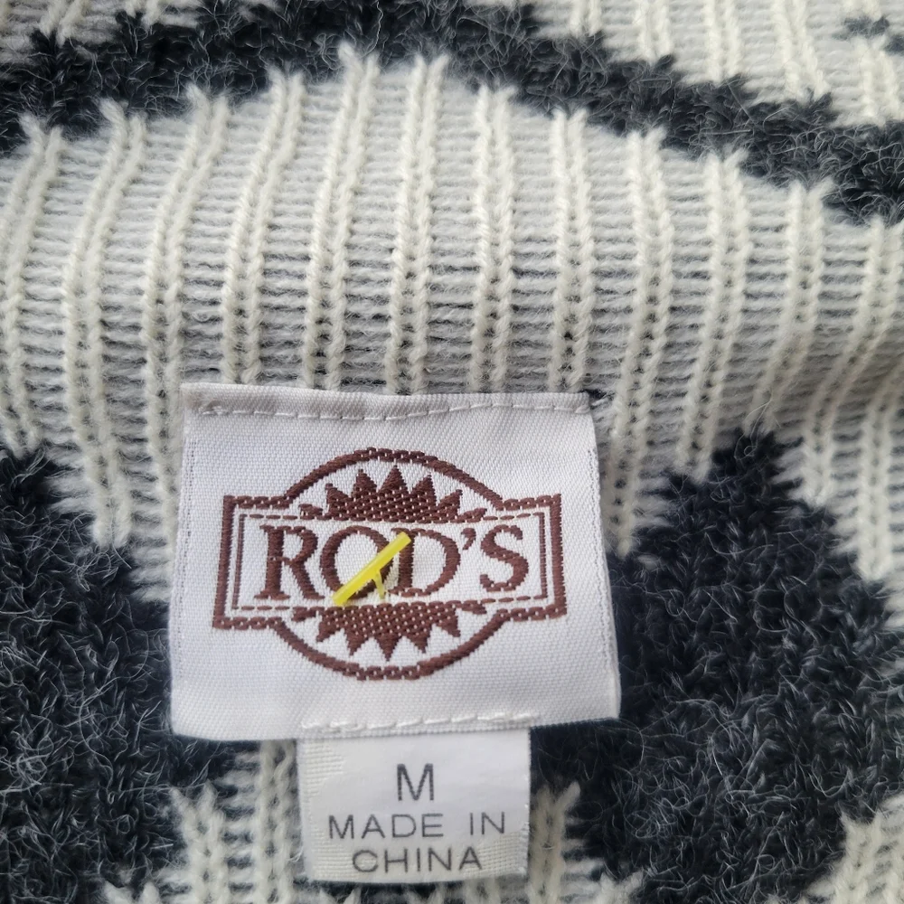 Indigo Aztec Geometric Print Long Open Cozy Tribal Print Cardigan Gray White M - Picture 4 of 6